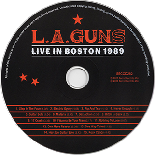 LA Guns CD Live in Boston 1989 label